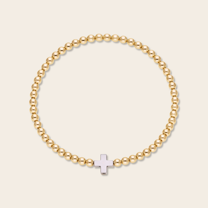 TWO TONE CROSS BRACELET