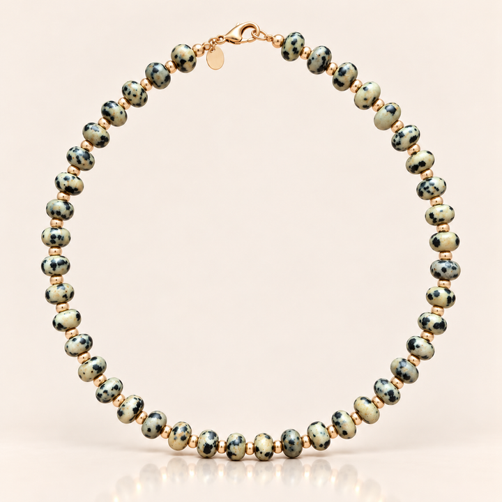 Dune Necklace – jaspis a gold filled detaily, produktová fotografie
