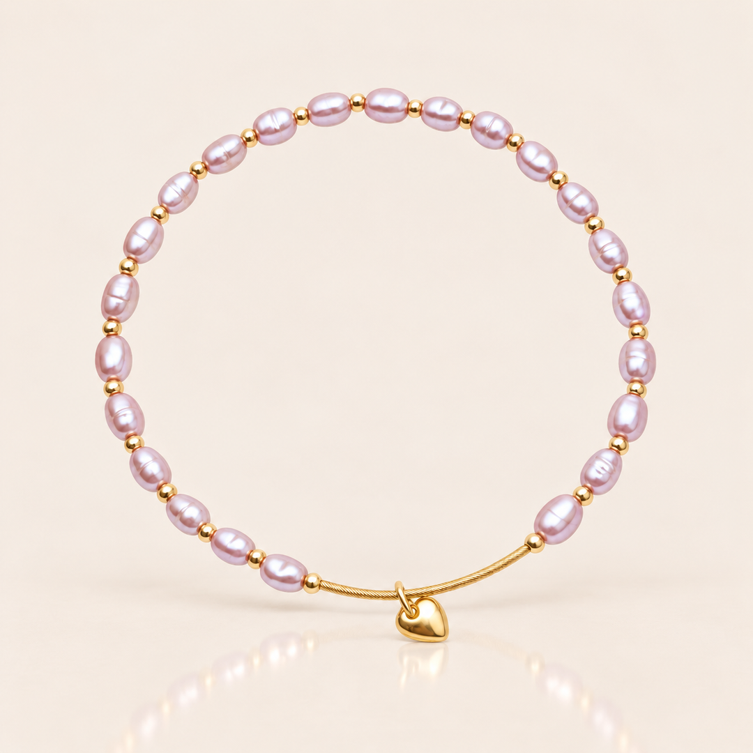 PEARL HEART ANKLET – Mauve Pink