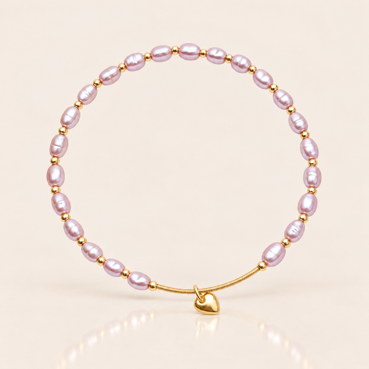 PEARL HEART ANKLET – Mauve Pink
