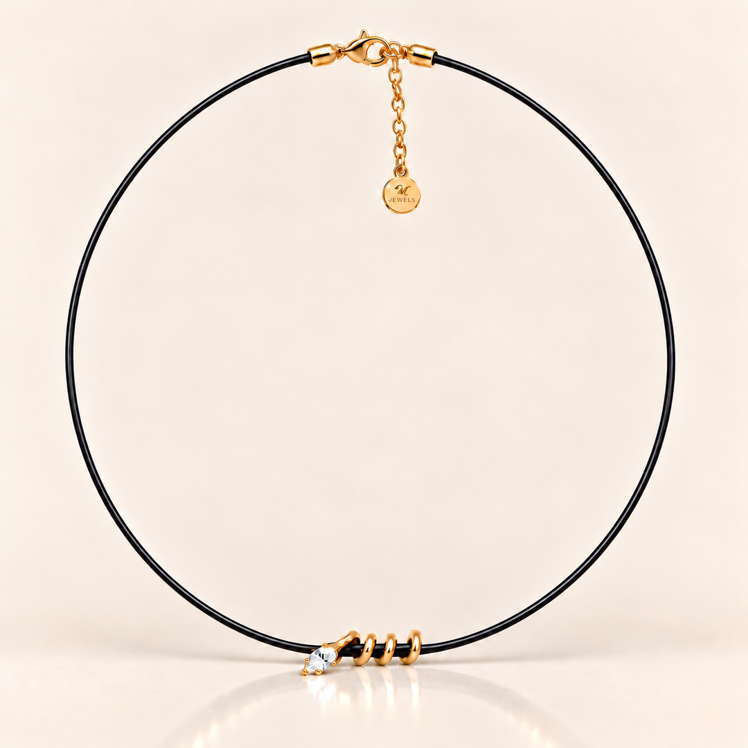 Boa Necklace – Crystal – lesklá kůže 1,5 mm – produktová fotografie MJewels