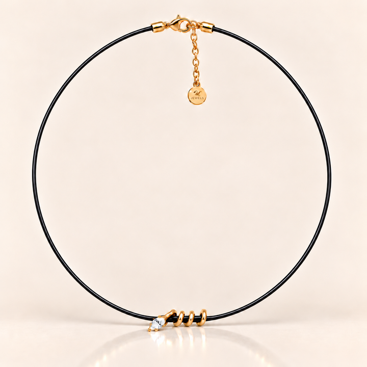 Boa Necklace – Crystal – lesklá kůže 1,5 mm – produktová fotografie MJewels