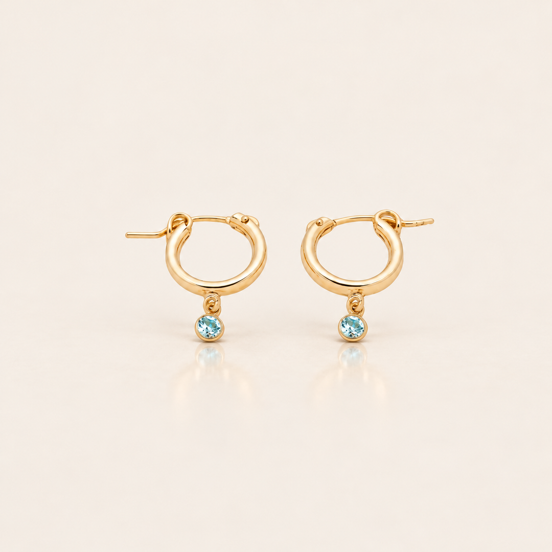 BIRTHSTONE MINI HOOPS – Březen