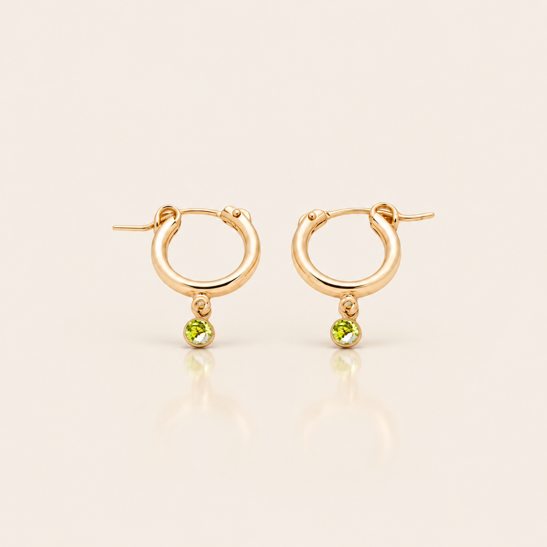 BIRTHSTONE MINI HOOPS – Srpen