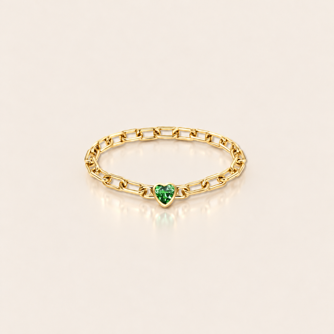 Heart Link Ring – Zelená – produktová fotografie MJewels