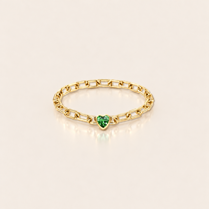 Heart Link Ring – Zelená – produktová fotografie MJewels