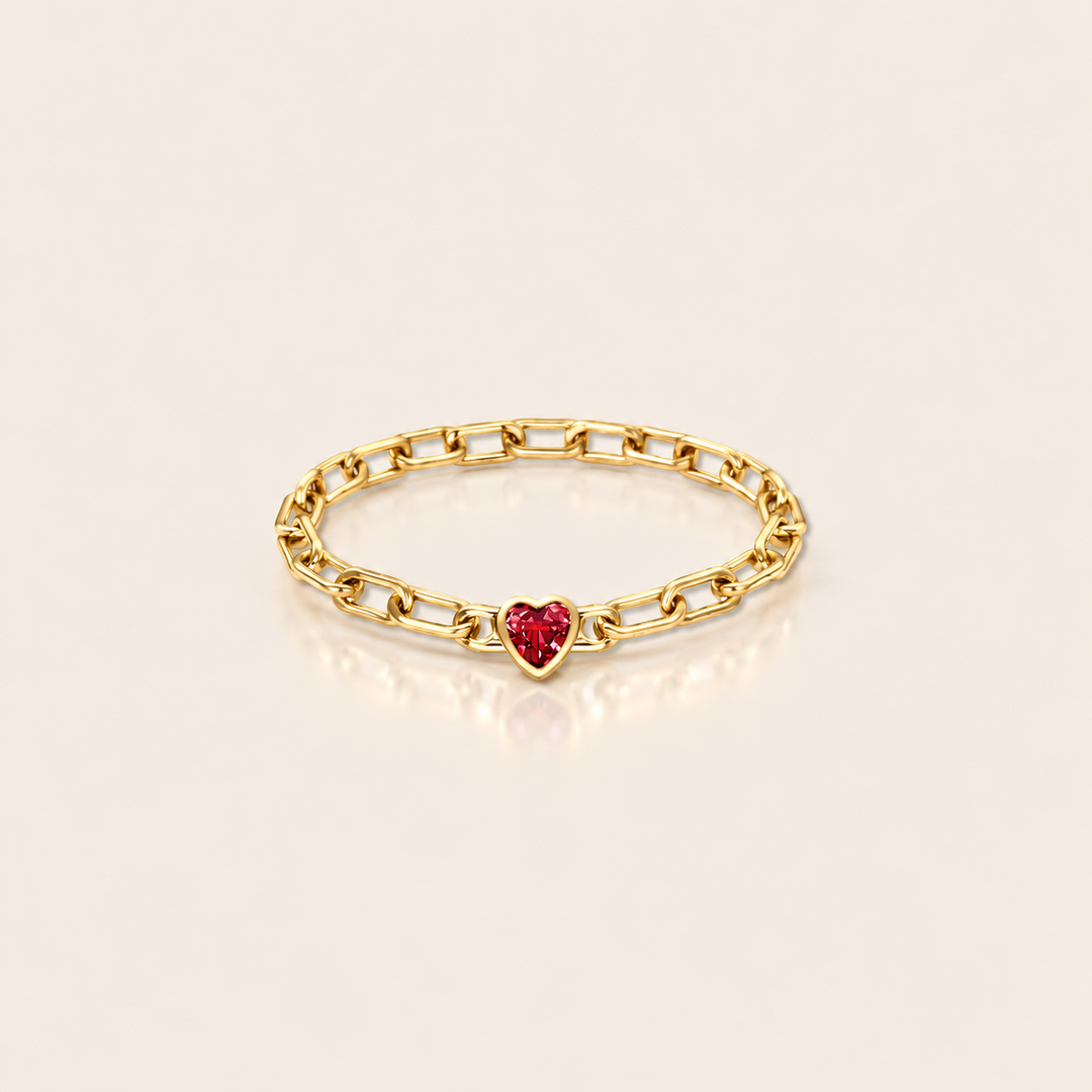 Heart Link Ring – Červená – produktová fotografie MJewels
