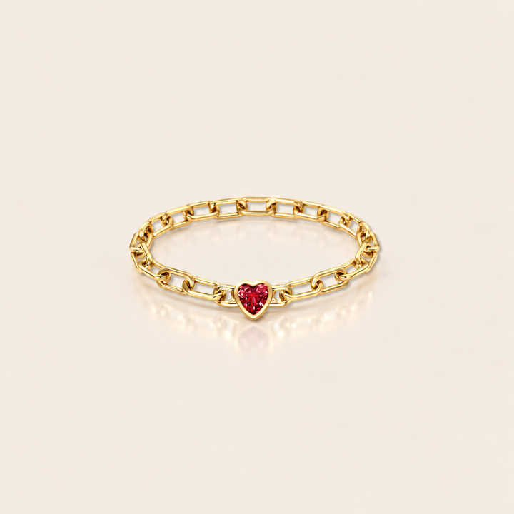Heart Link Ring – Červená – produktová fotografie MJewels