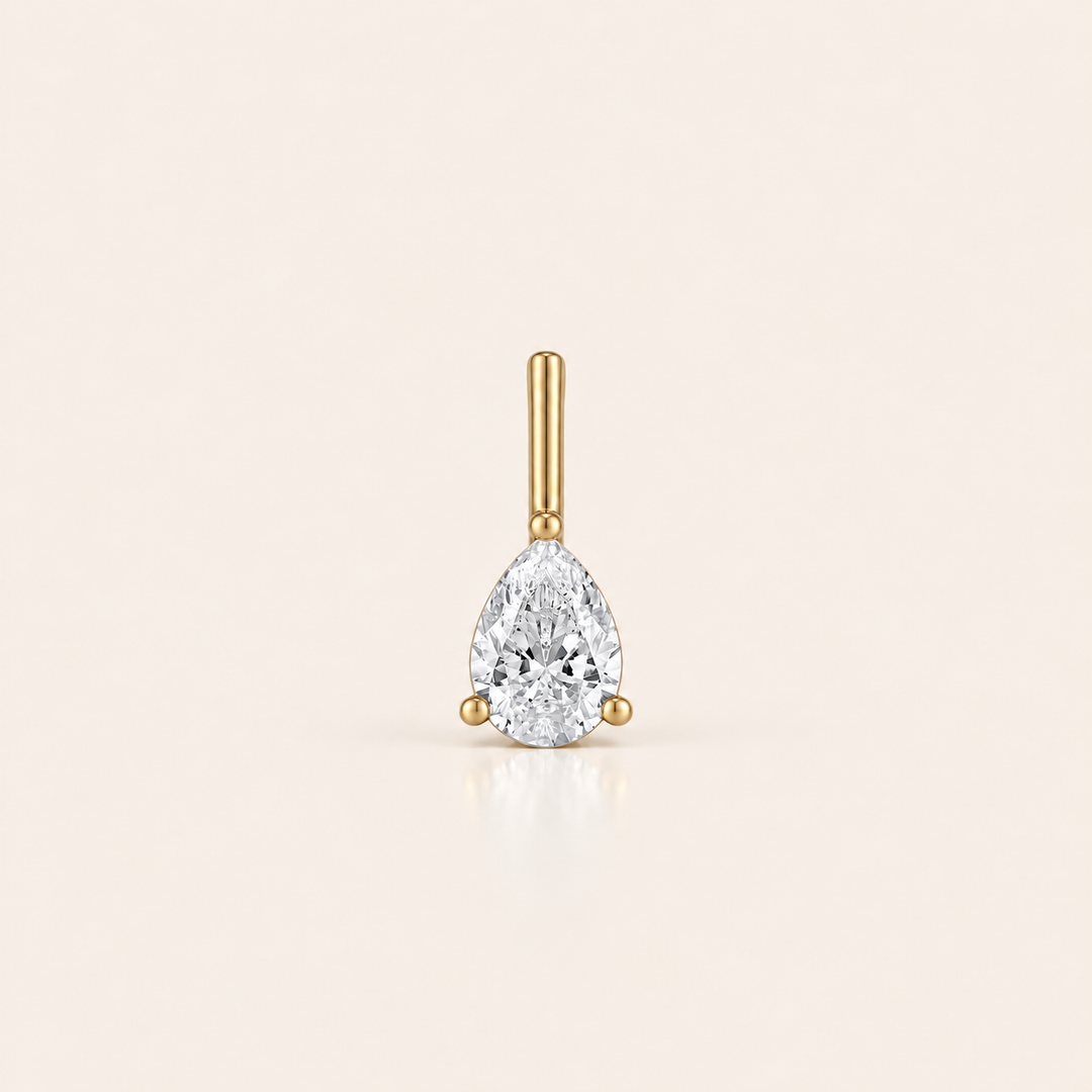 Linea Pear Stud – Crystal / Single