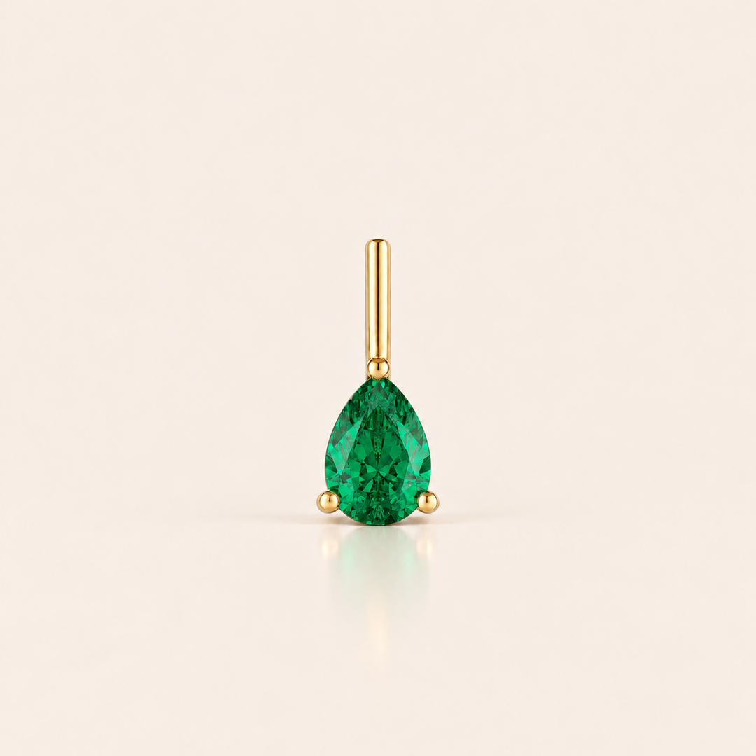 Linea Pear Stud – Emerald / Single