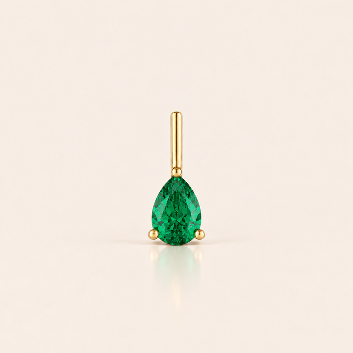 Linea Pear Stud – Emerald / Single