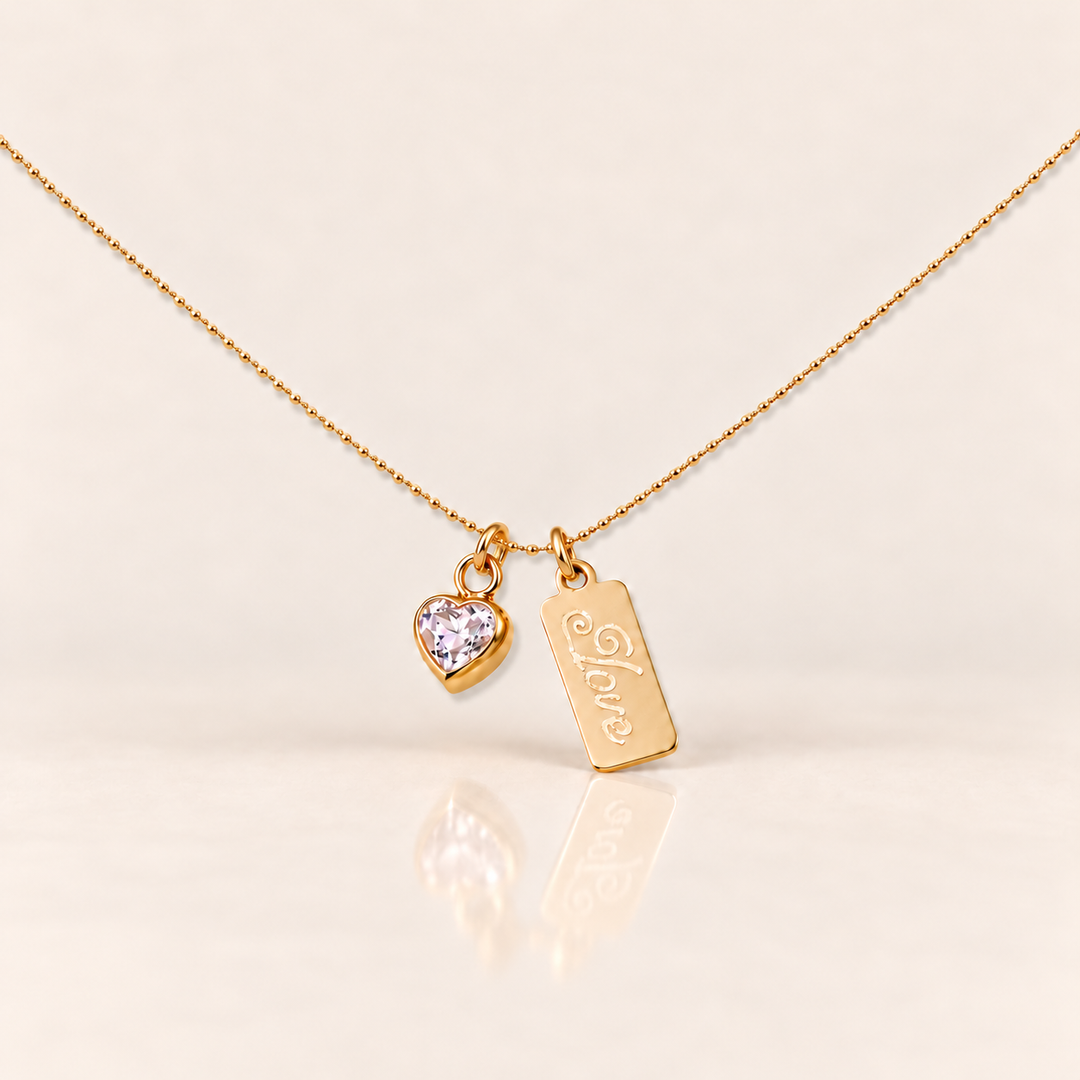 LOVE TAG NECKLACE – jemný zlatý kuličkový řetízek