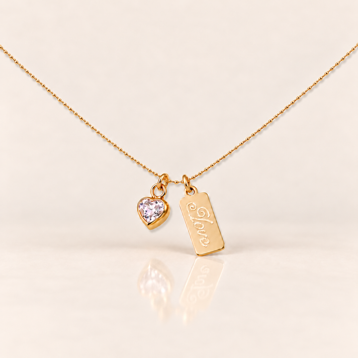 LOVE TAG NECKLACE – jemný zlatý kuličkový řetízek