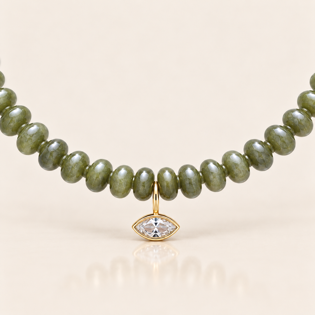 ALMA BEADS NECKLACE – Olive