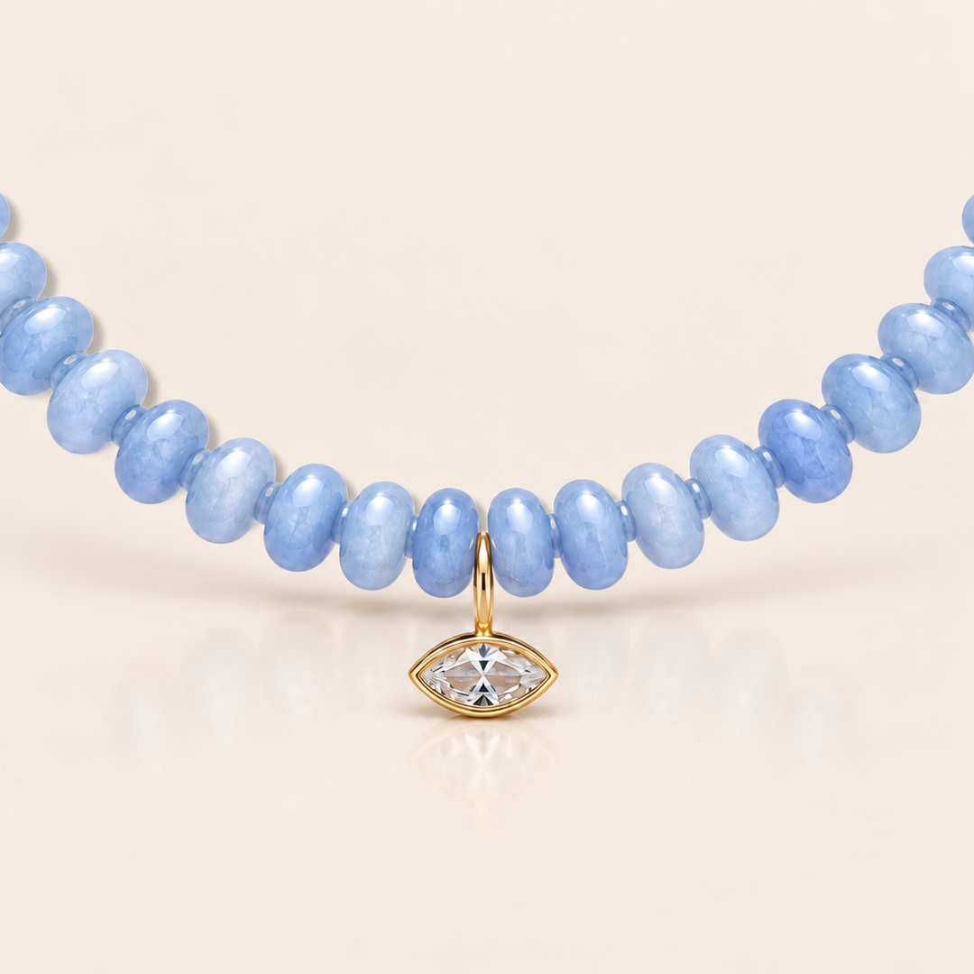 ALMA BEADS NECKLACE – Powder Blue