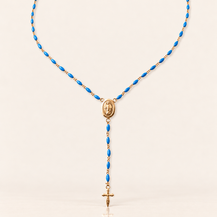ROSARY DROP NECKLACE – Ocean Blue