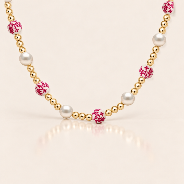 PORCELAIN PEARL NECKLACE –  / Červená