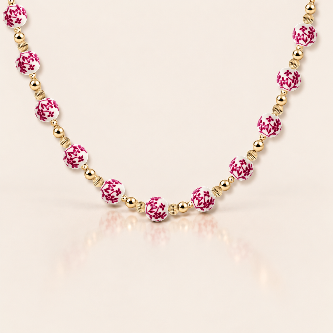 PORCELAIN BLOOM NECKLACE –  / Červená