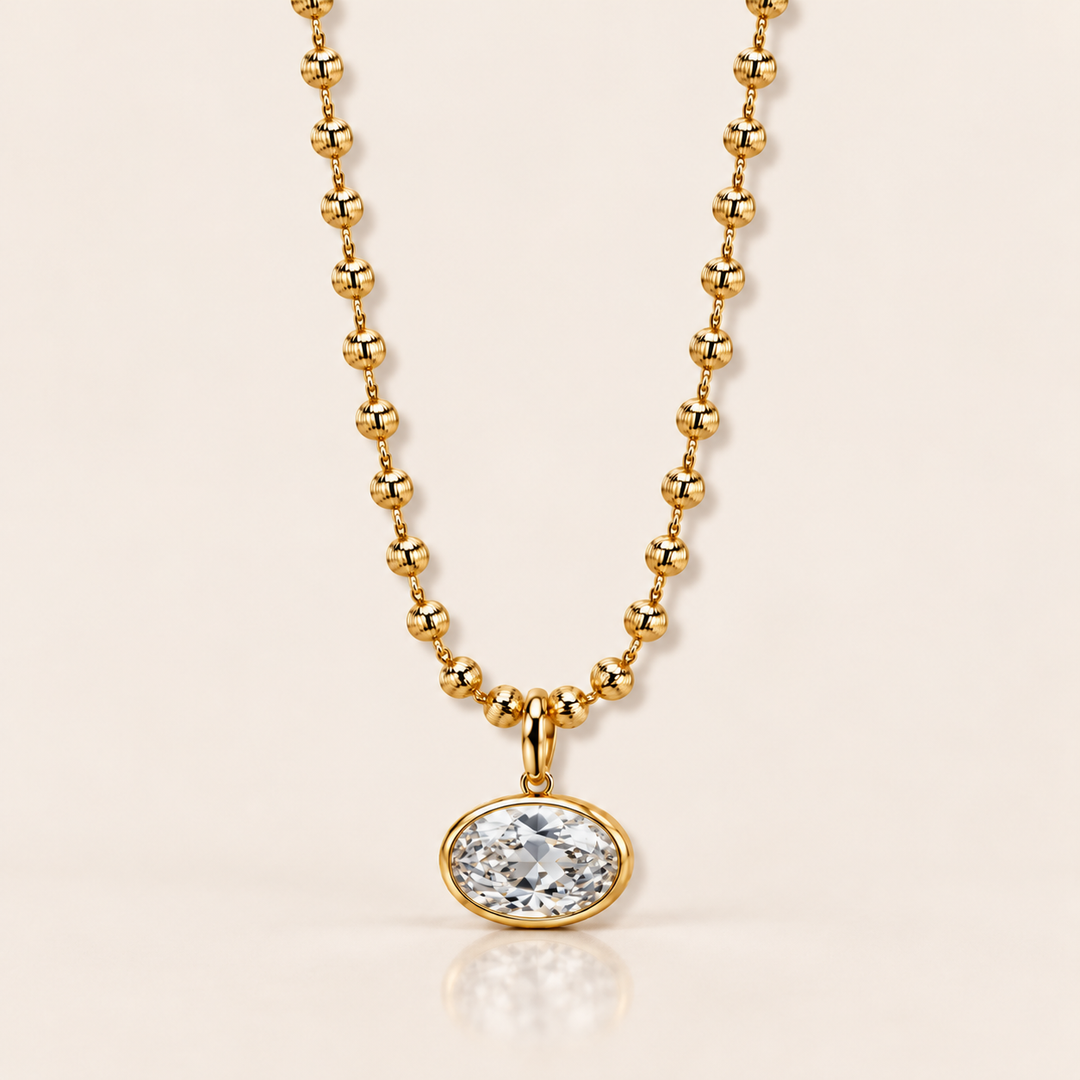 BEZEL GLOW NECKLACE – Oval