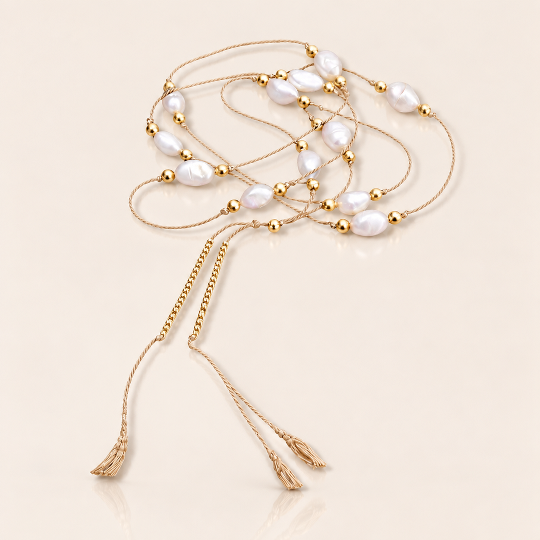 SILK PEARL NECKLACE – Béžová