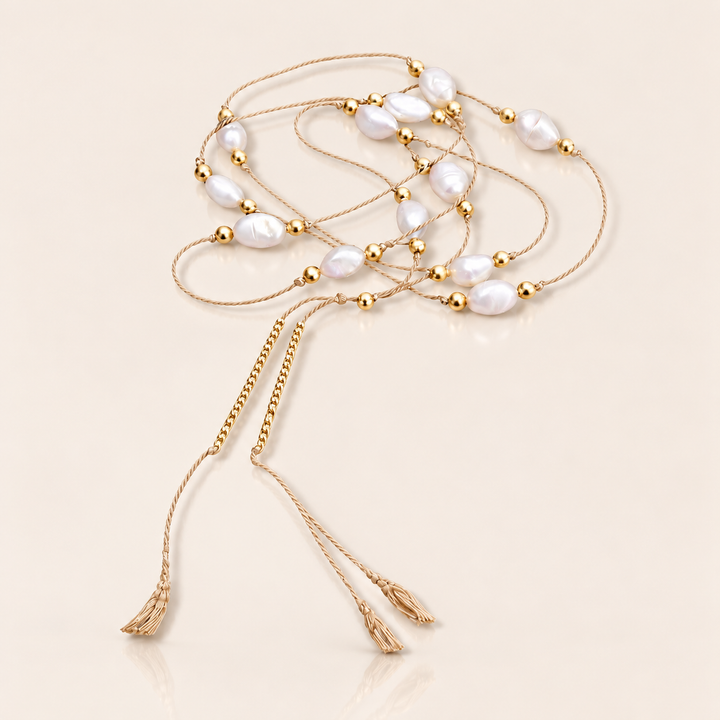 SILK PEARL NECKLACE – Béžová