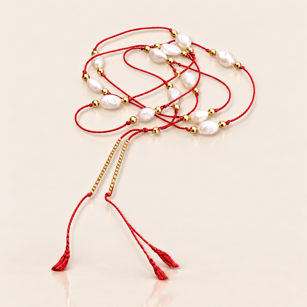 SILK PEARL NECKLACE – Červená