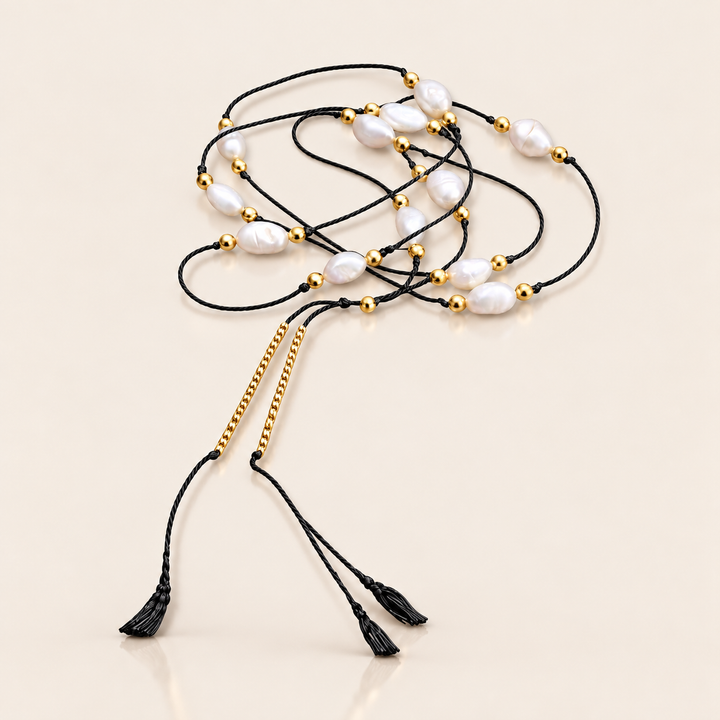 SILK PEARL NECKLACE – Černá