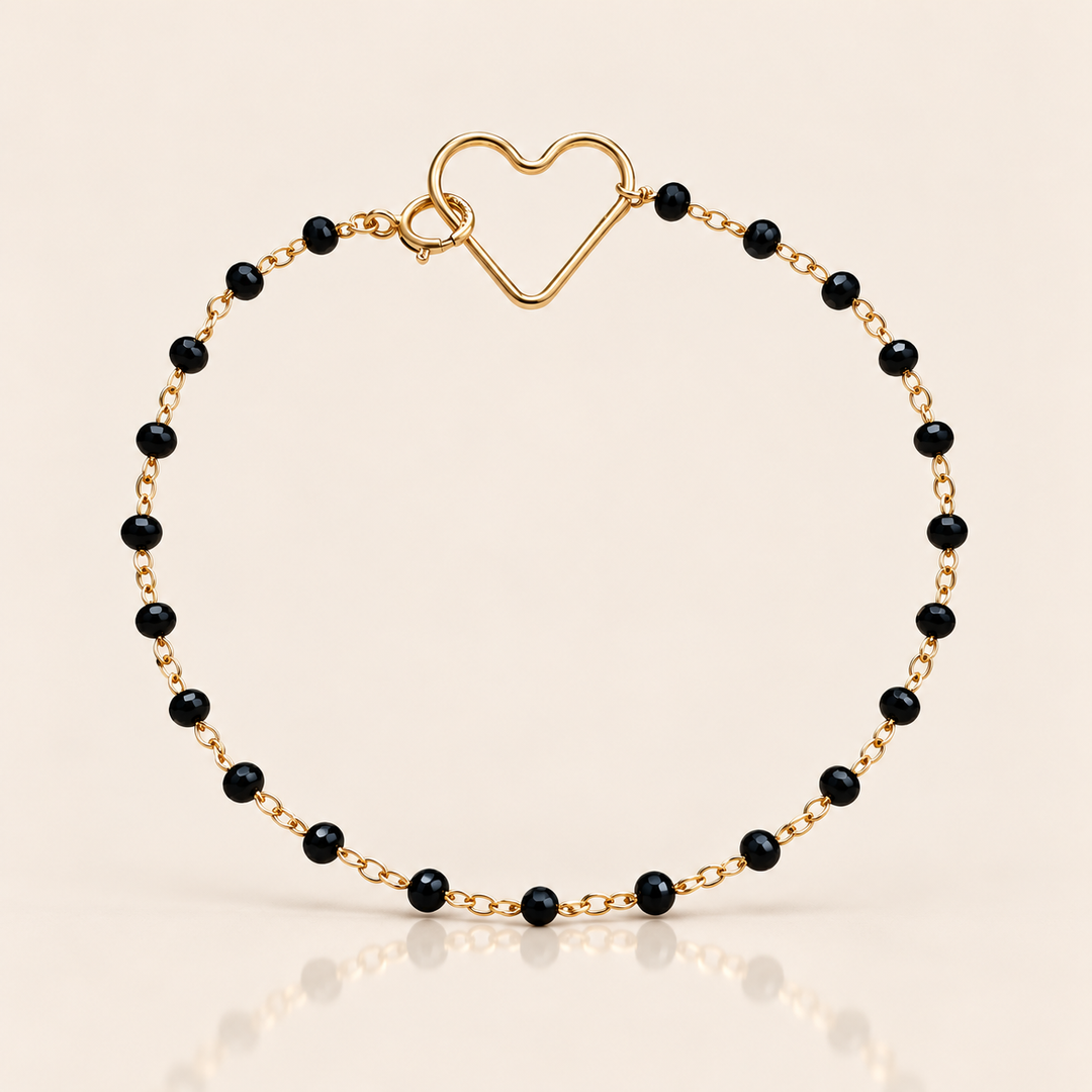ROSARY HEART BRACELET – Černá / 16 cm