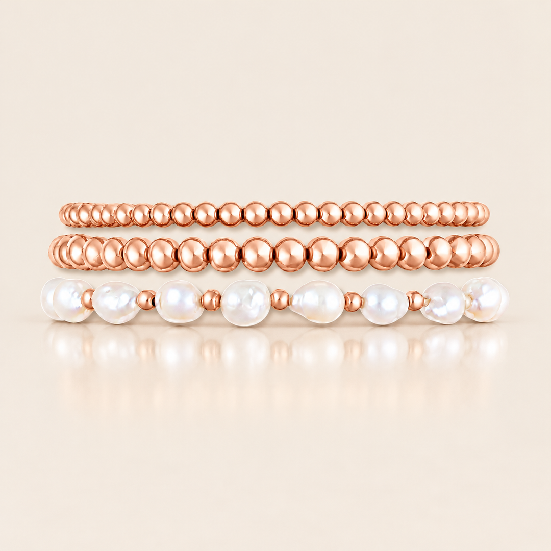 IVORY BRACELET TRIPLE STACK – 15 cm / Rose Gold
