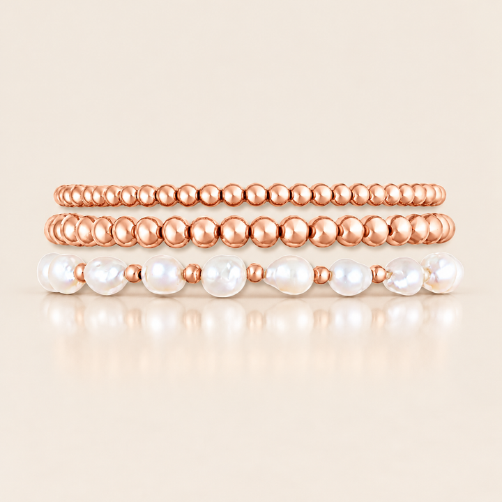 IVORY BRACELET TRIPLE STACK – 15 cm / Rose Gold