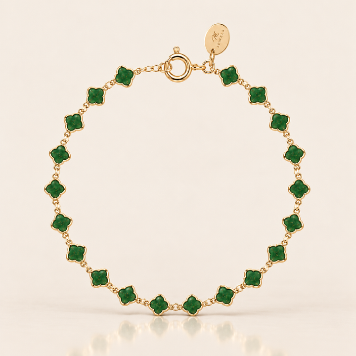 SWEET CLOVER BRACELET – Emerald / 15 cm