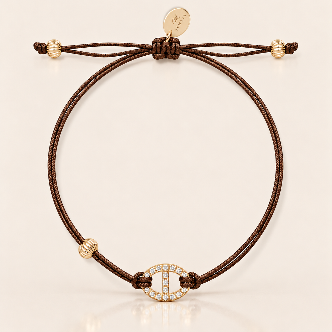 GOLDEN TAB BRACELET – Crystal / Hnědá